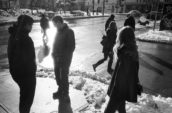 Members of the Agency Dominion team on the sidewalk in the winter time