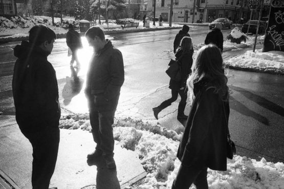 Members of the Agency Dominion team on the sidewalk in the winter time